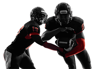 Image showing 2 american footballers holding football.