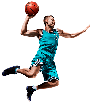 Image showing basketball player jumping with the ball.