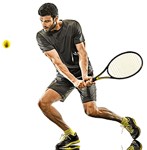 Image showing tennis player hitting the tennis ball.