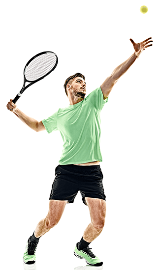 Image of a tennis player about to serve 