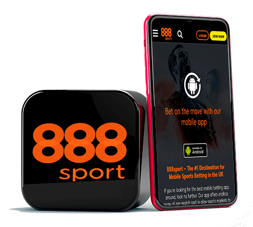 a mobile showing 888sports logo on the screen 