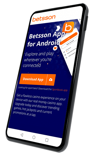 image showing betsson review online casino on a mobile device with the text best mobile app android