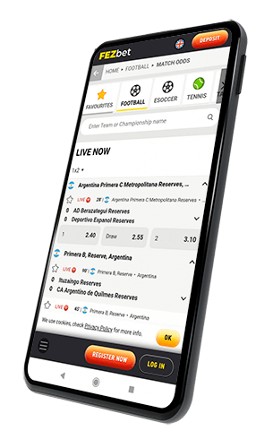 FEZbet sportsbook on the mobile showing live odds