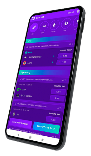 image showing Pixel.bet mobile app in purple colours