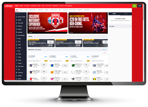 Ladbrokes UK betting site on a screen