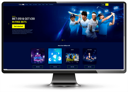 Image showing William Hill UK betting site on a computer screen