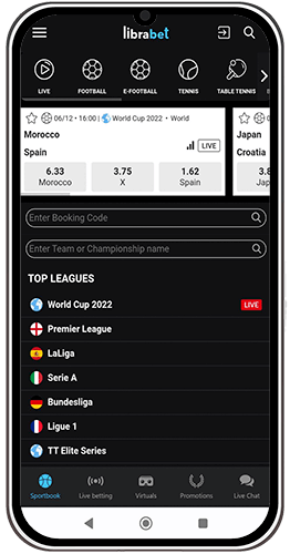Image of librabet mobile APK with markets that we cover in our librabet review