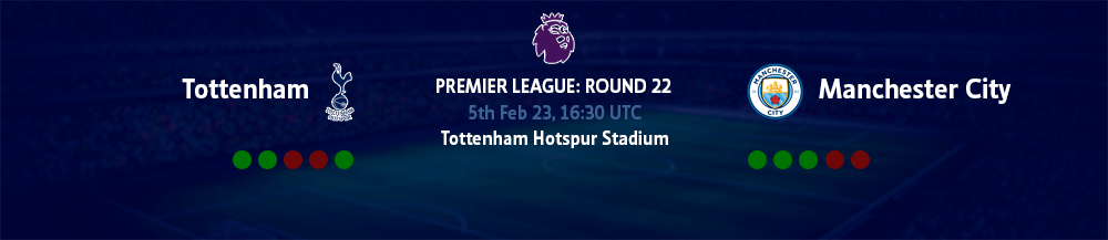 Premier league round 22 banner Tottenham vs Manchester City predictions