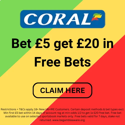 Coral sportsbook UK bonus banner