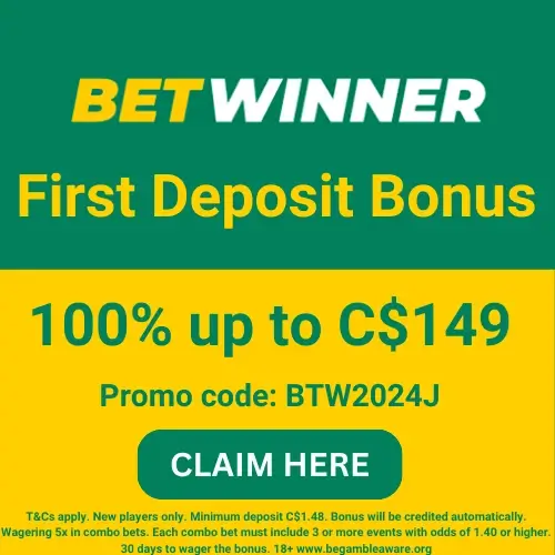 Banner in greann and yellow showing Betwinner welcome bonus