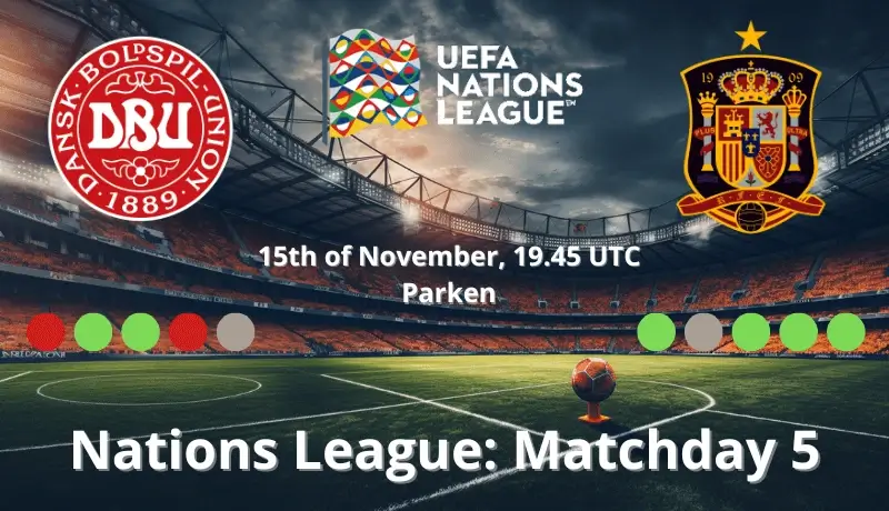 Image of he game Denmark vs Spain Nations league