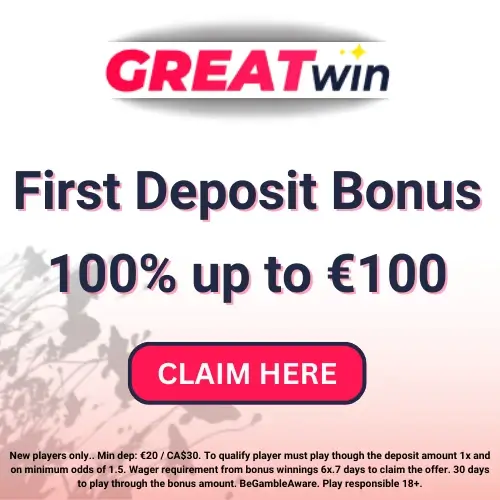 GreattWin Welcome bonus Euro